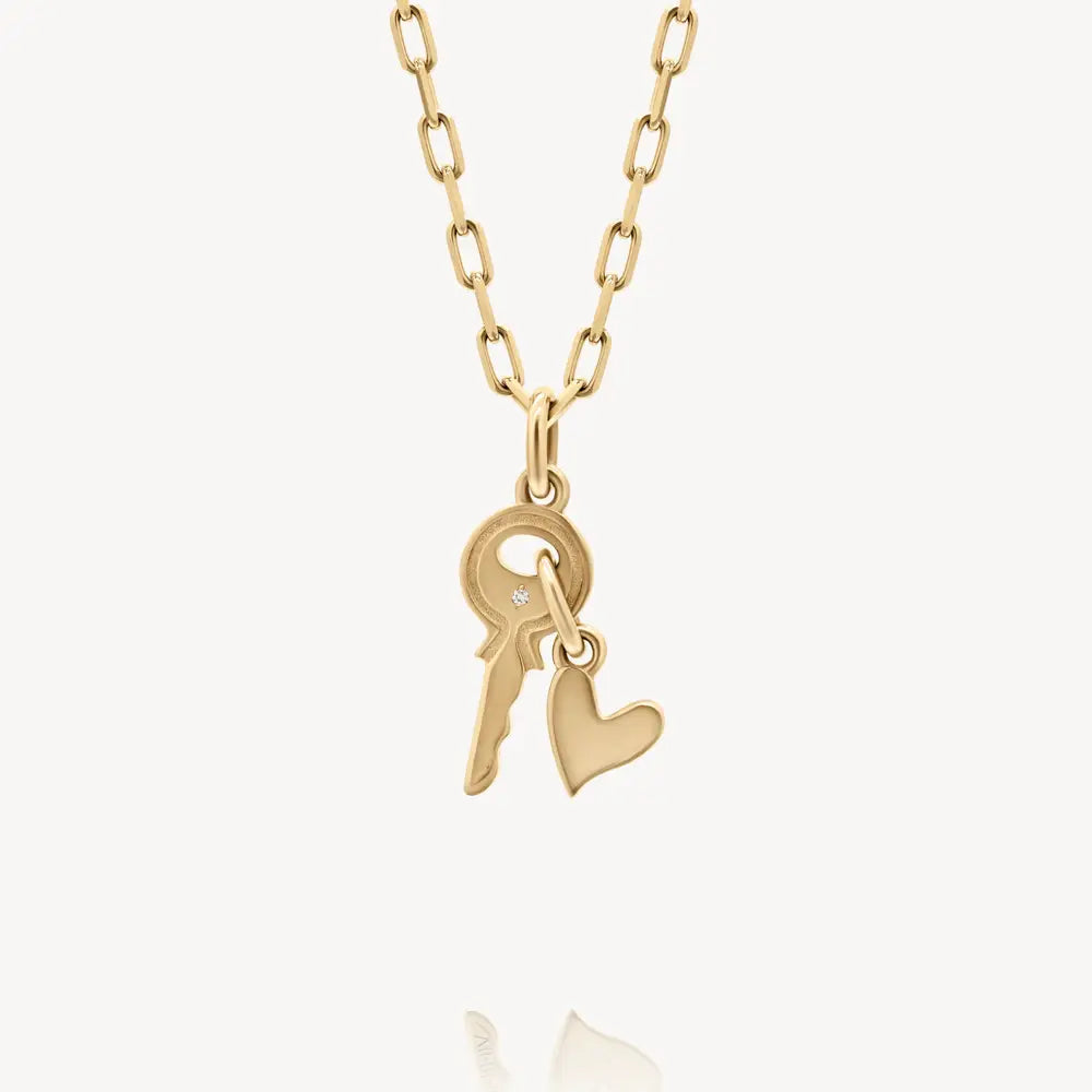 Gold key heart necklace