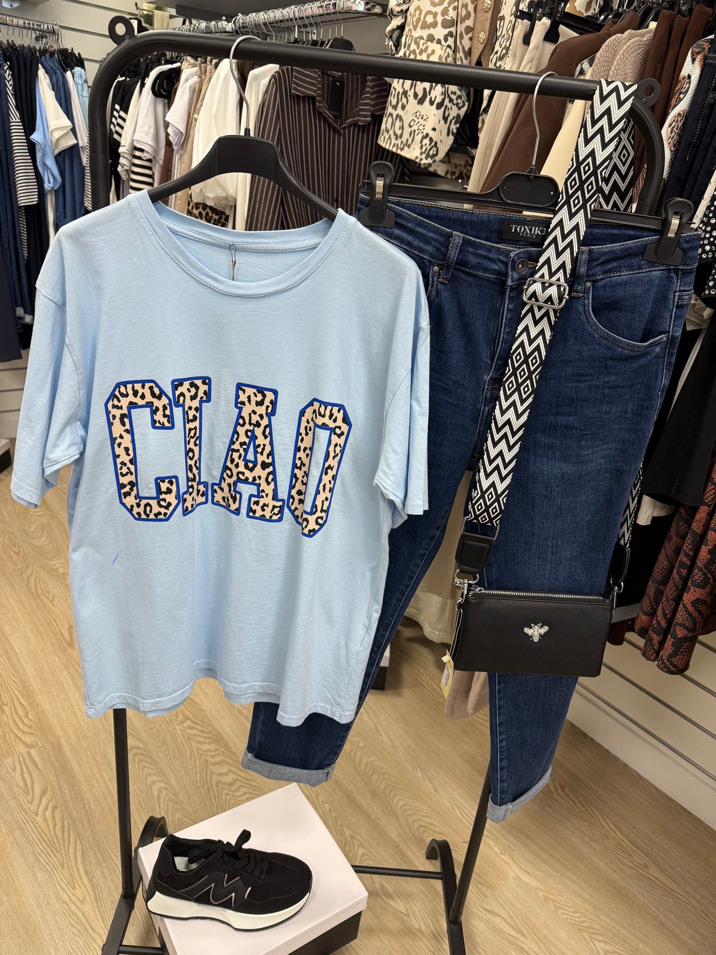 CIAO leopard print blue wash Tshirt