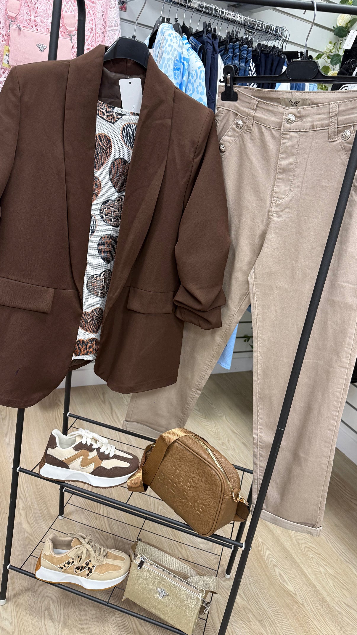 BELLE 3/4 sleeve blazer - brown