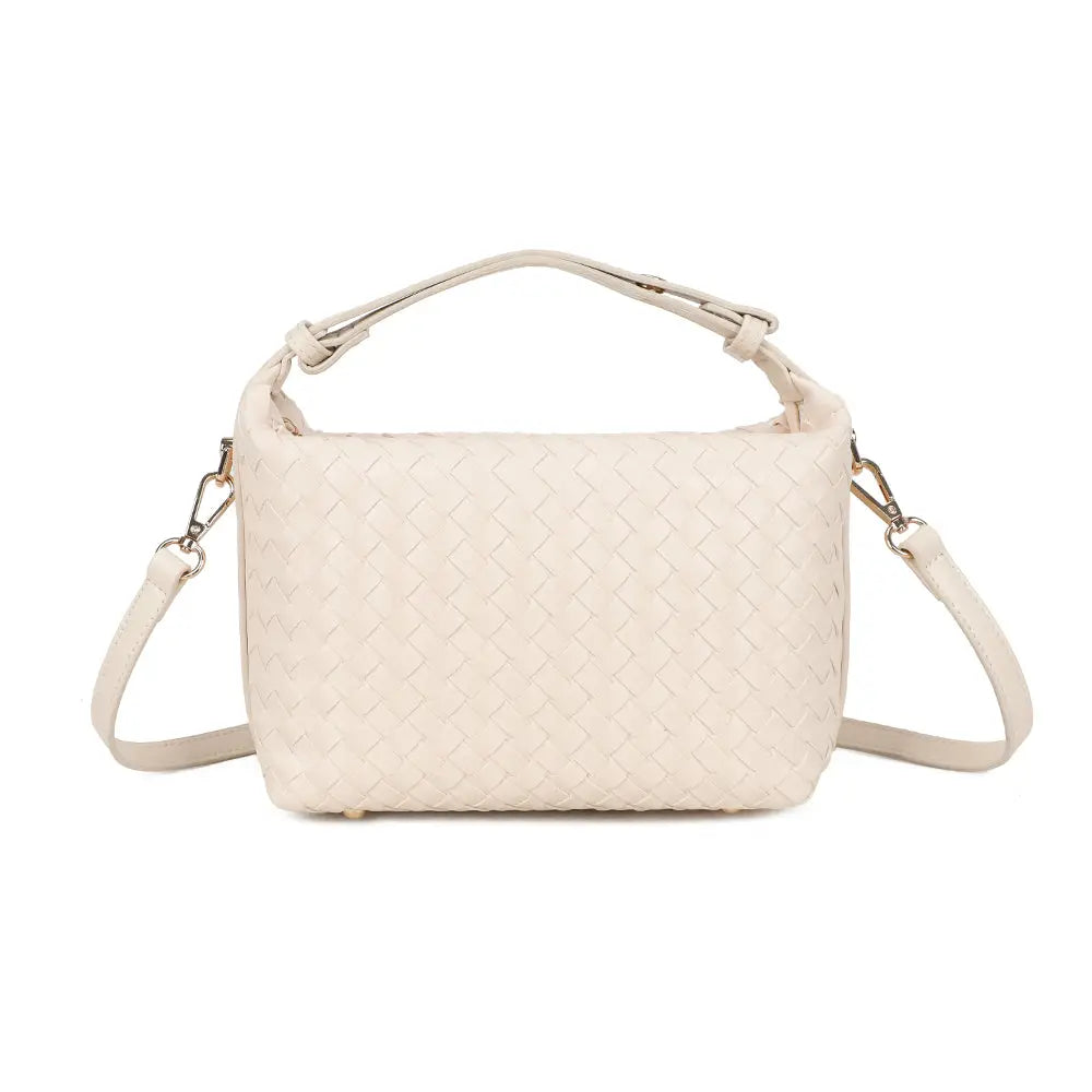 IZZY waffle fold bag - with crossbody strap - beige