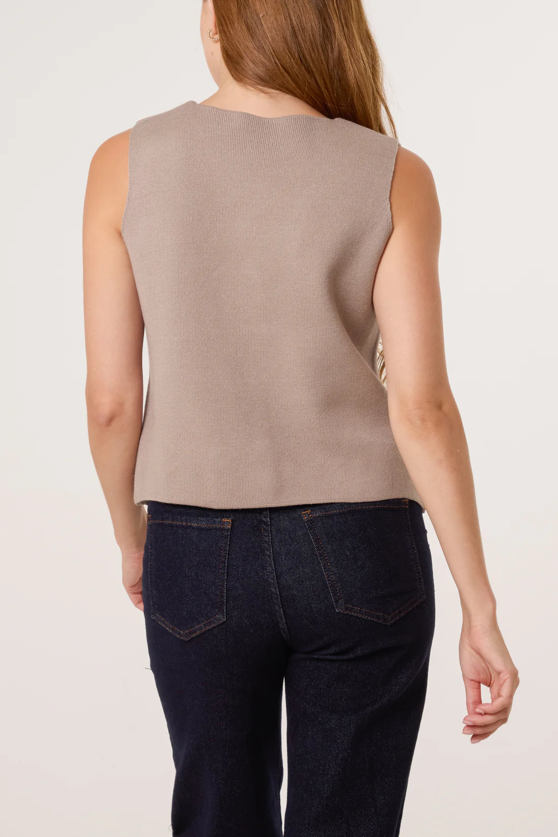 Fine knit mocha gold button waistcoat