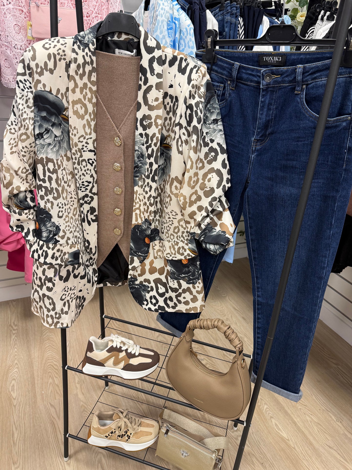 LAUREL animal print Blazer - black/beige