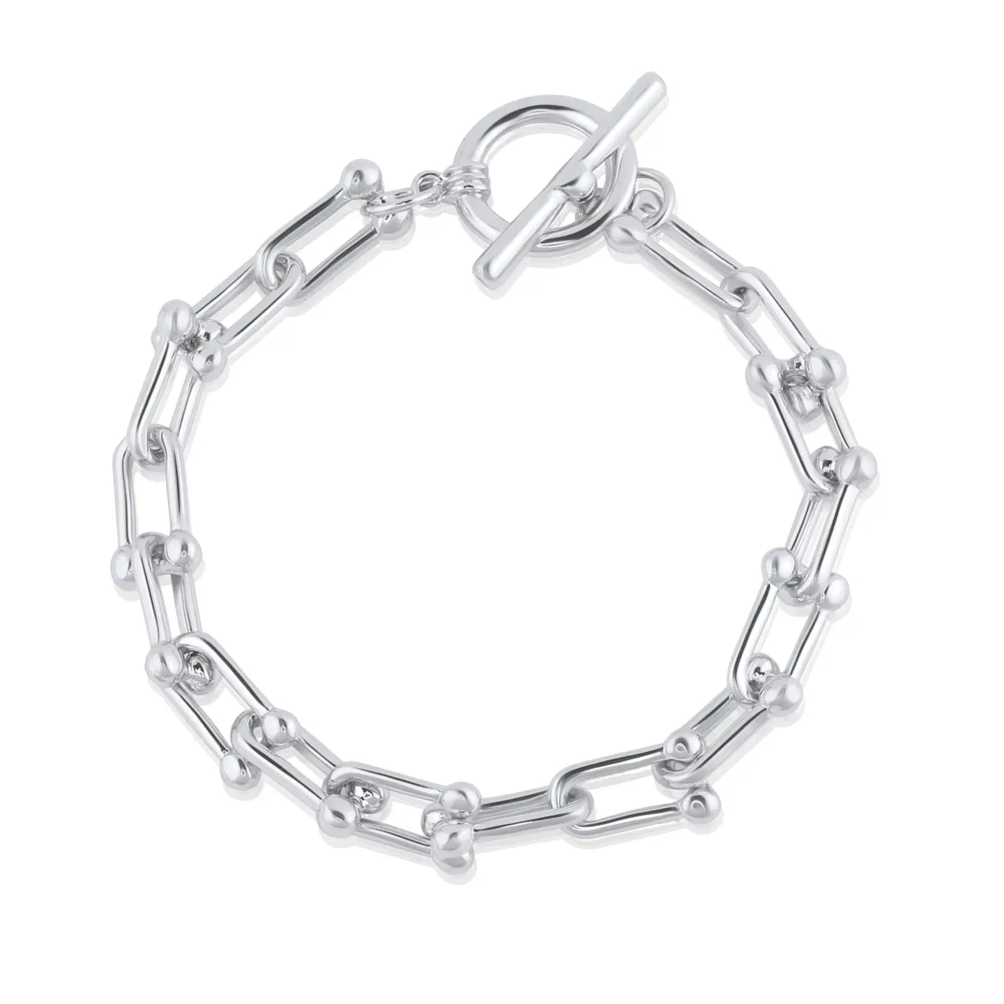 Silver chunky lock chain bracelet