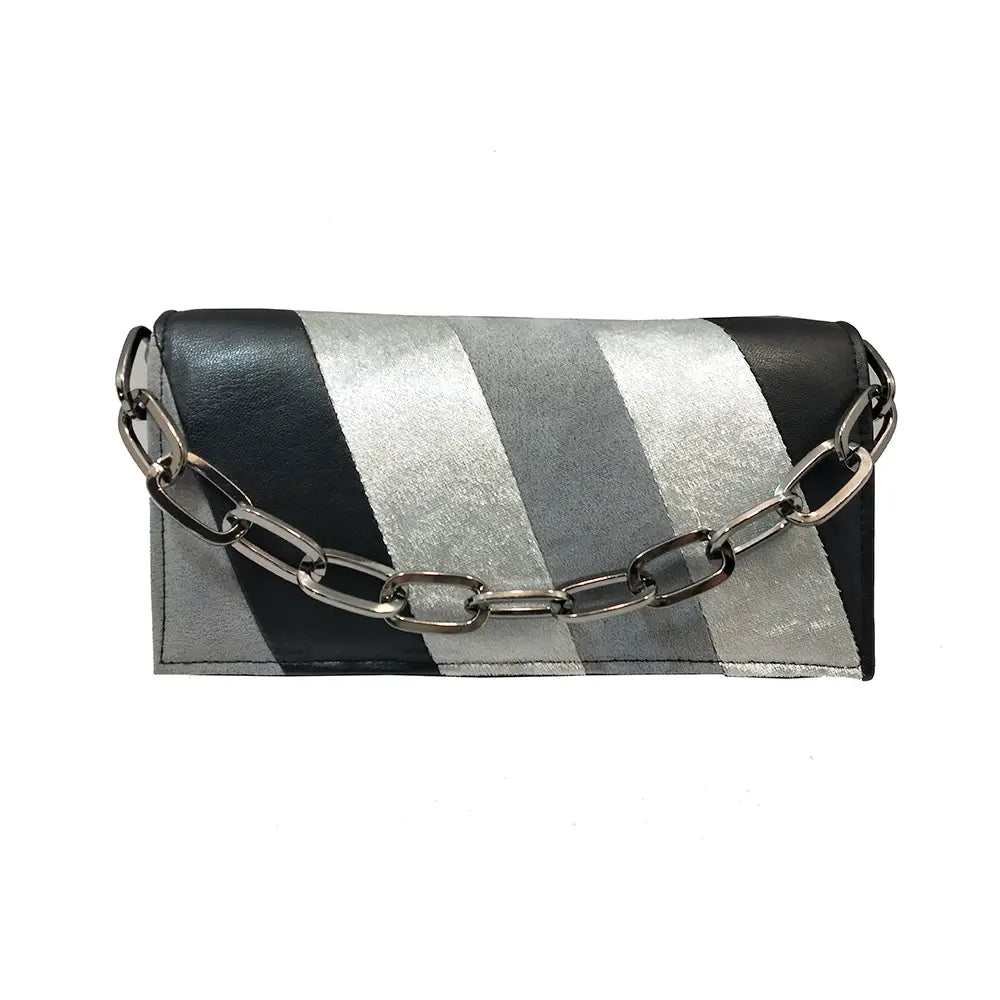 Chain clutch bag - black/silver
