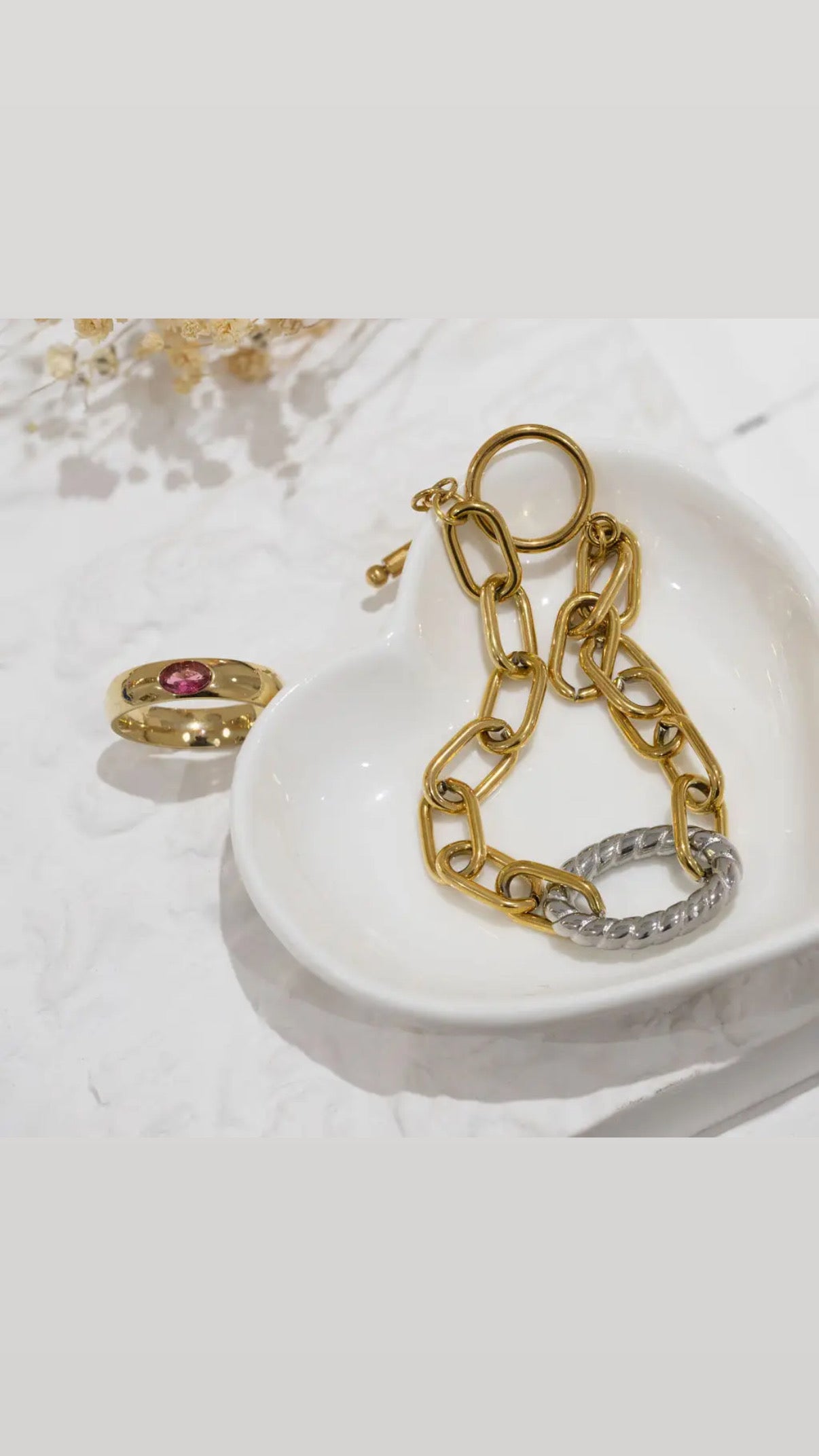 Two tone chunky link bracelet