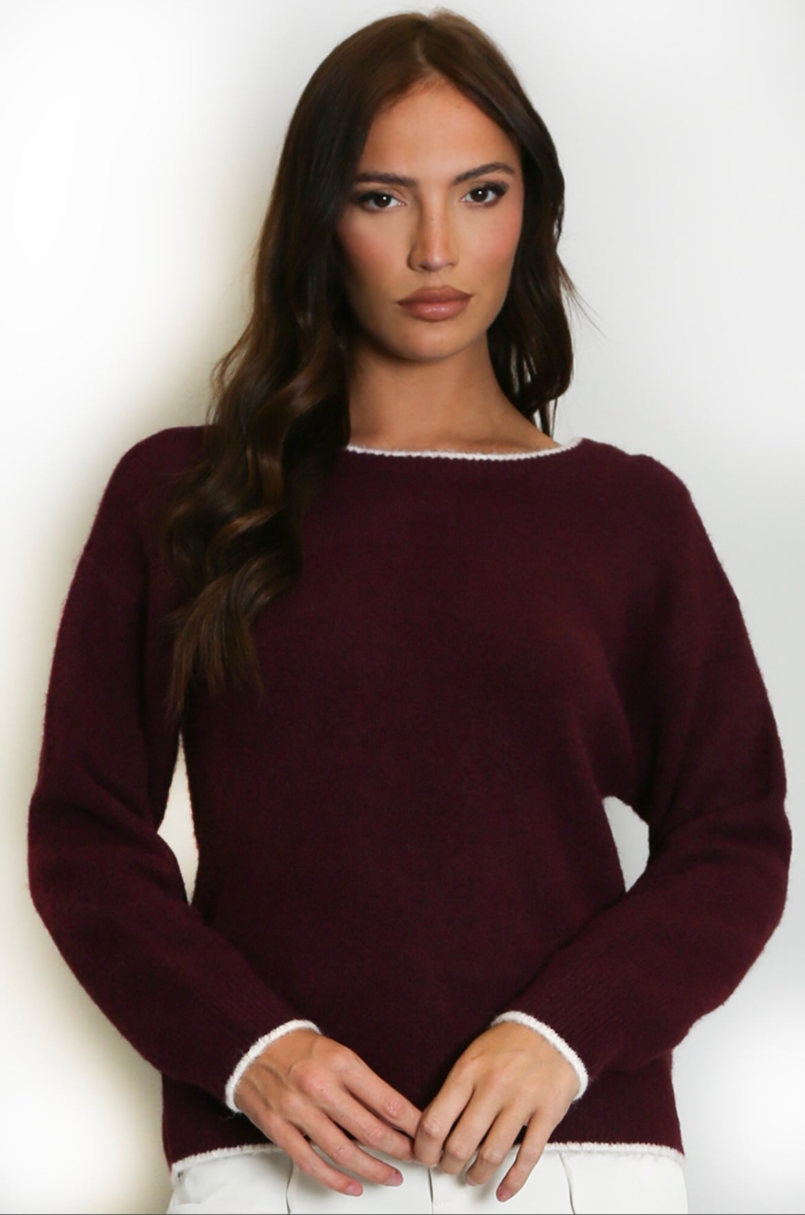 BELLA - bow back sweater - burgundy