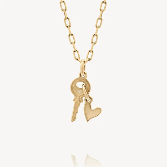 Gold key heart necklace