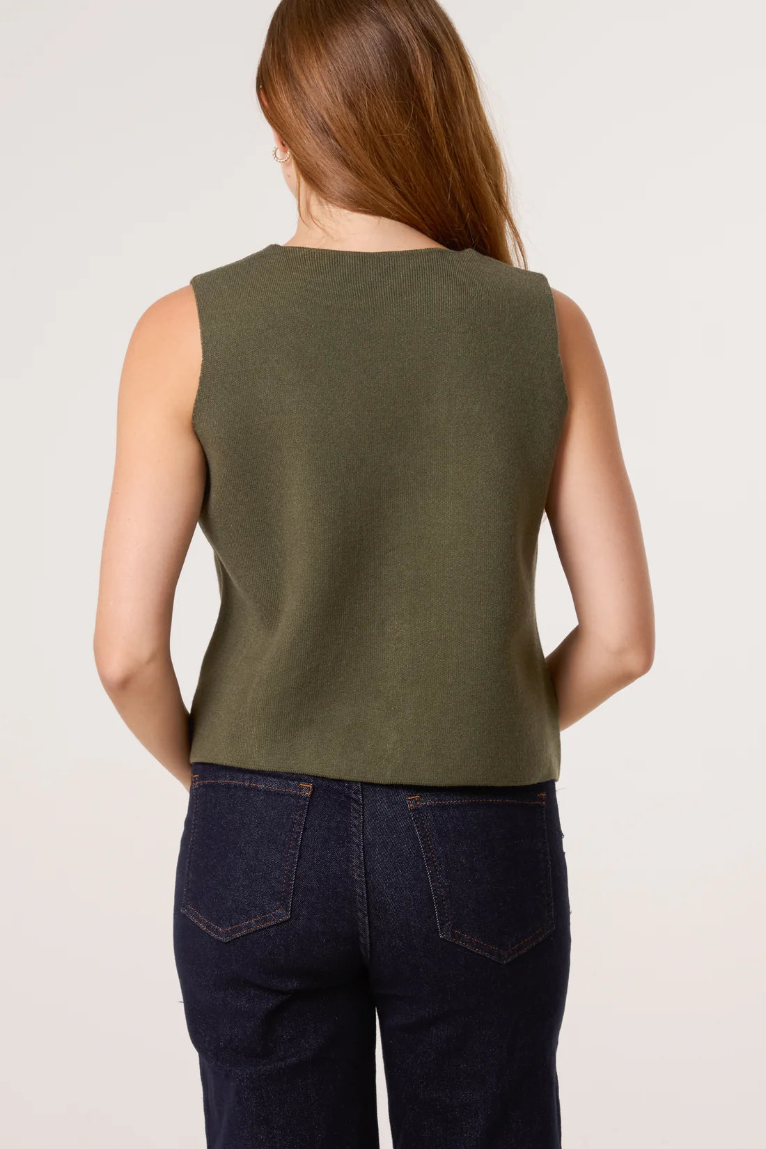 Fine knit khaki gold waistcoat