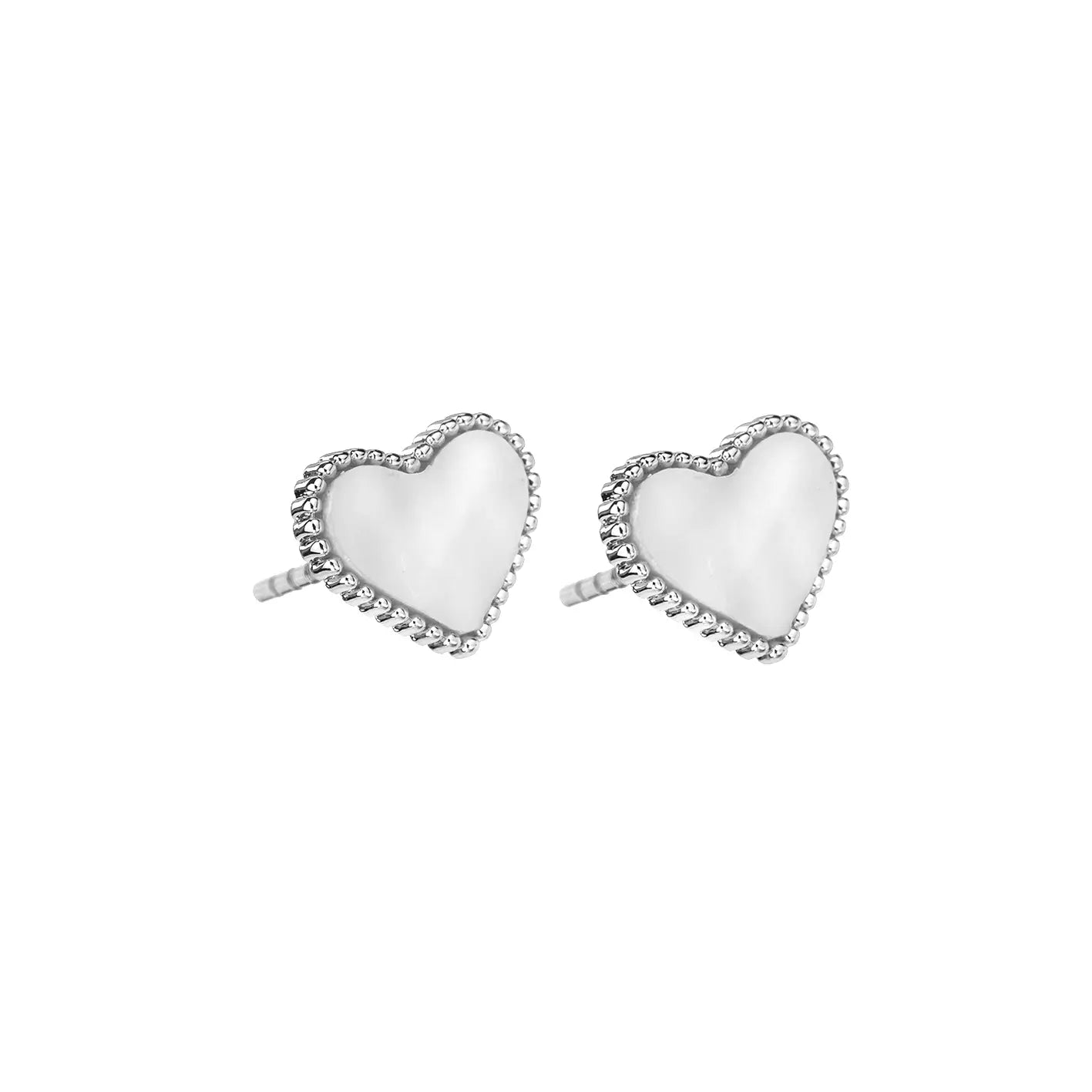 Silver clover pearl earrings