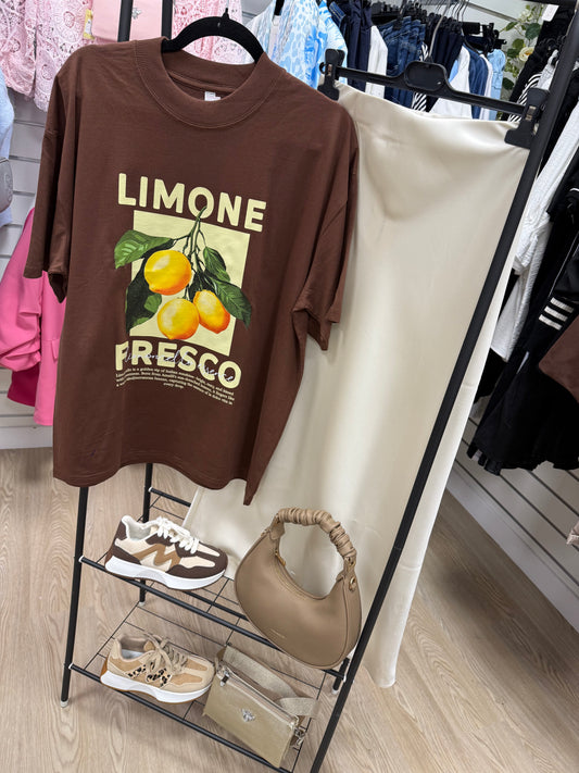 LIMONE brown print fresco TShirt