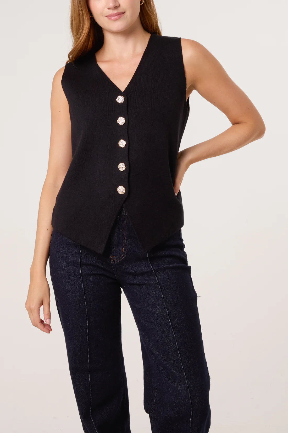 Fine knit black gold waistcoat