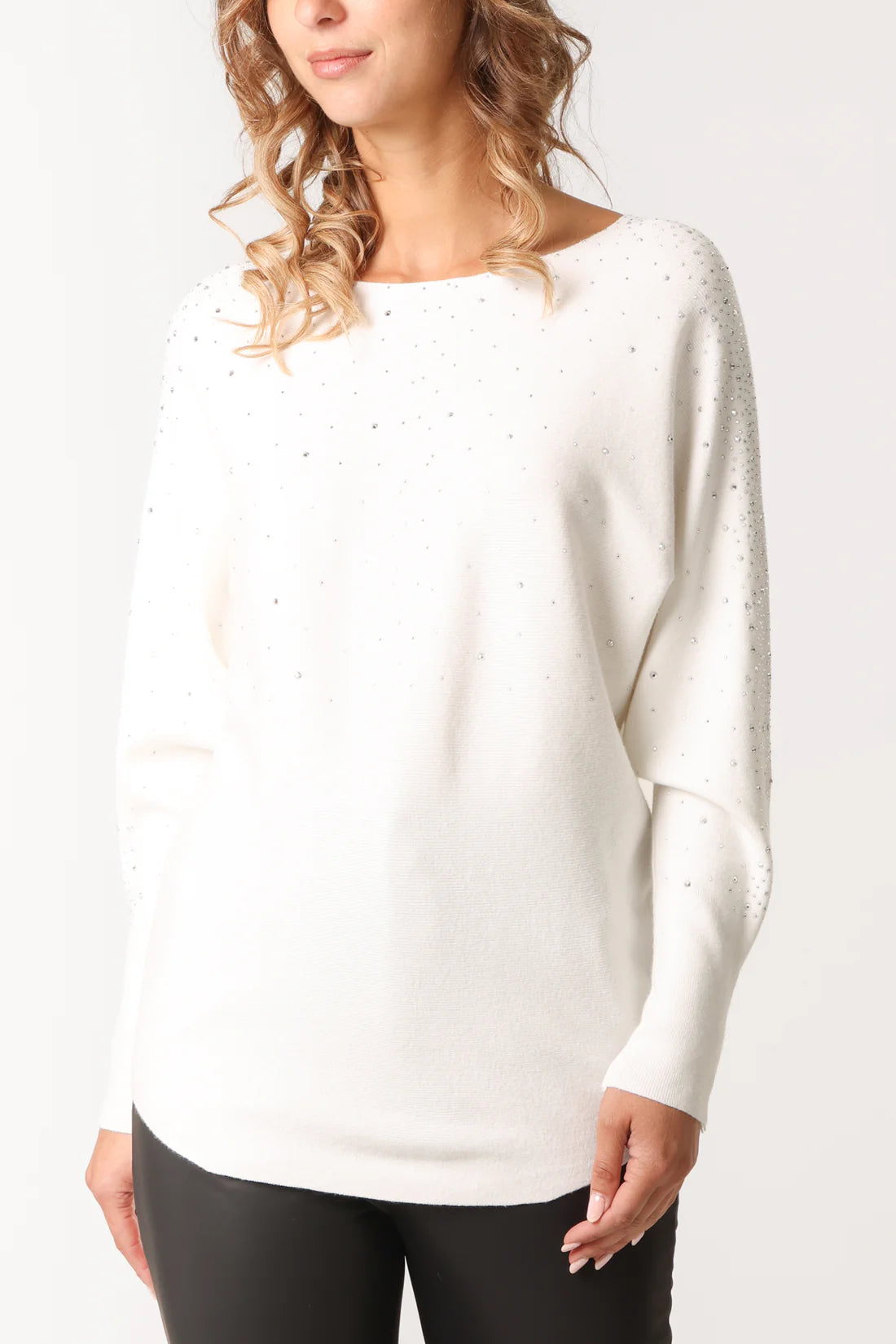Chilli Charm ivory sparkle embellished jumper