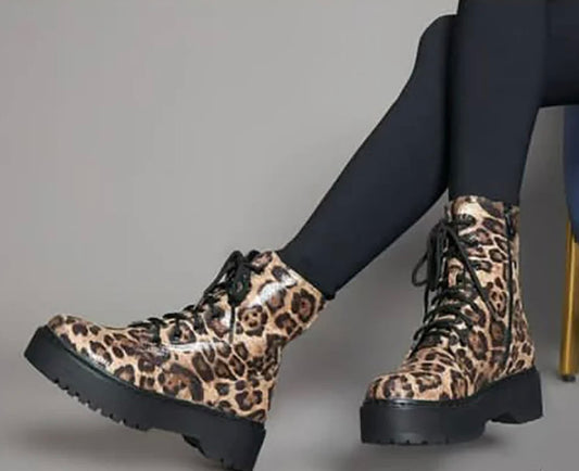 ZIGGY - leo print platform Boots