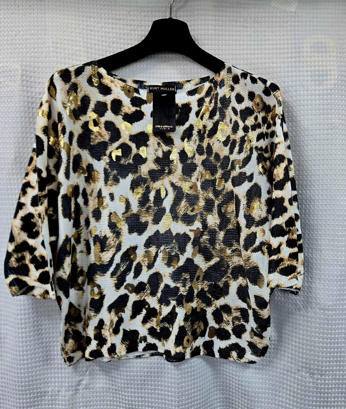 LARA animal print fine knit 3/4sleeve jumper