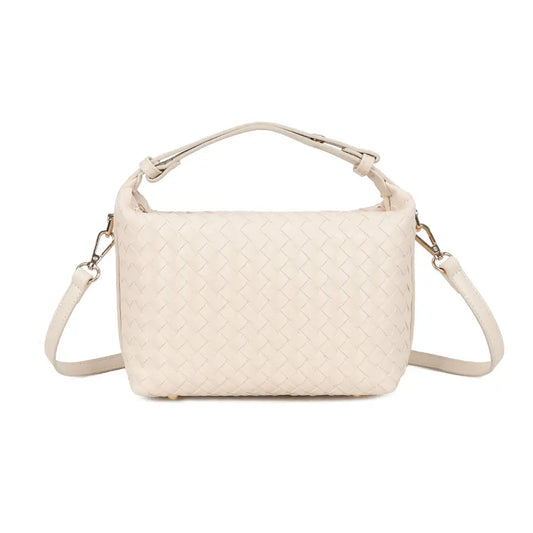 IZZY waffle fold bag - with crossbody strap - beige