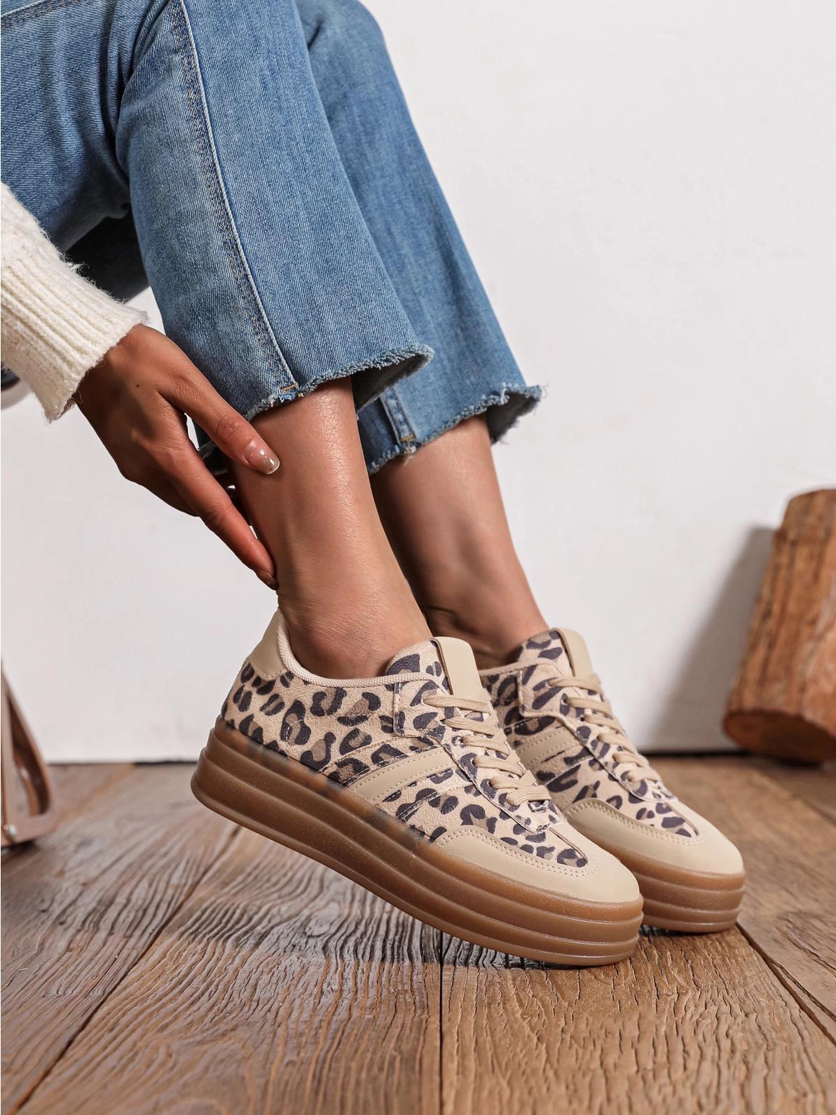 GIO - leopard print platform trainers