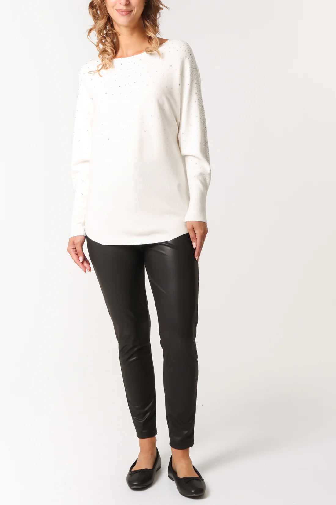 Chilli Charm ivory sparkle embellished jumper