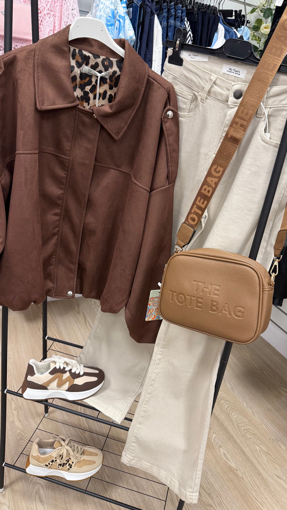 SUZY brown Suedette bomber style Jacket - One Size