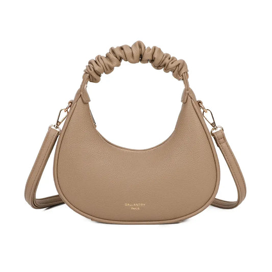 HENLY crescent handbag with crossbody strap - beige