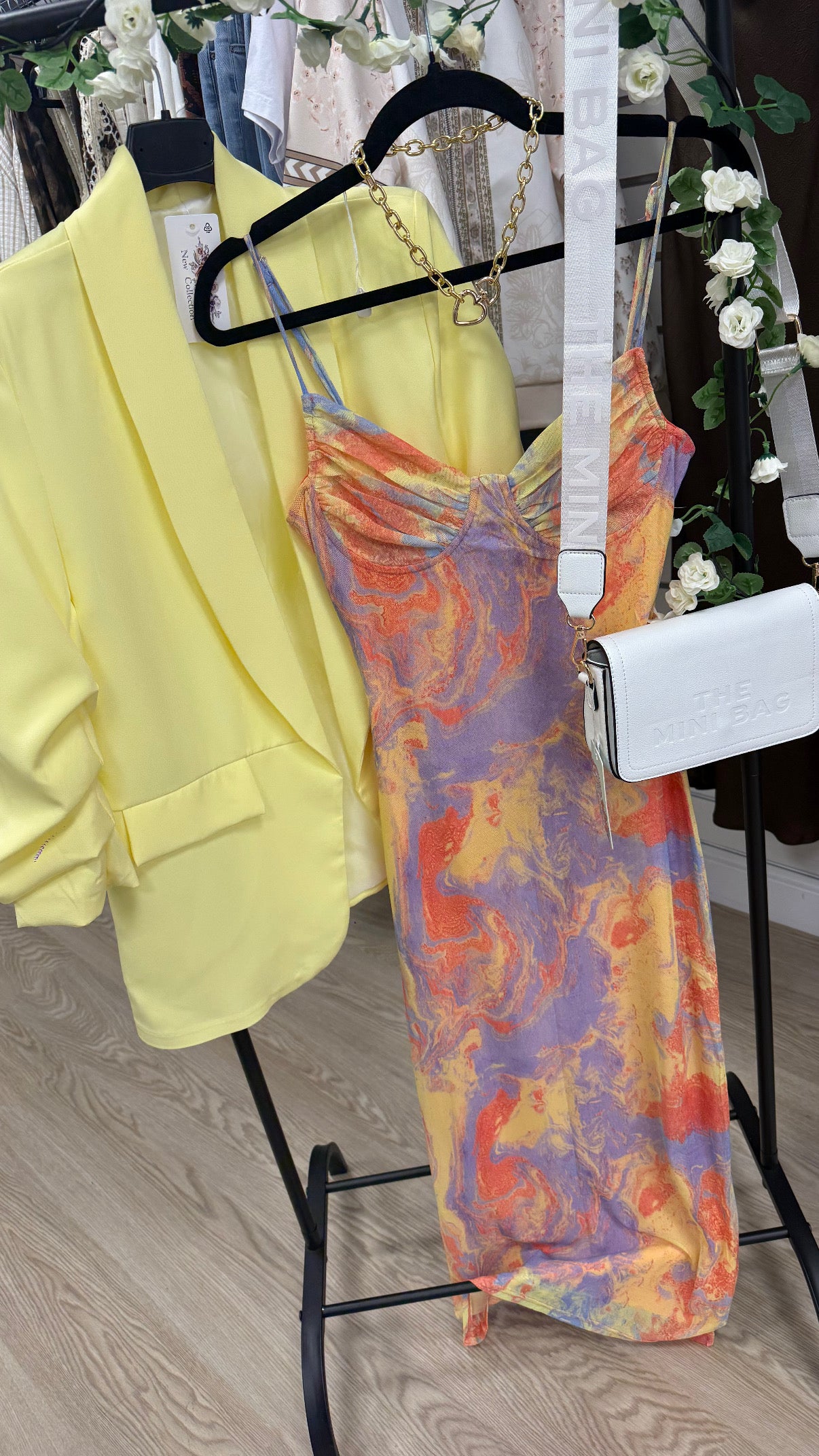 BAMBI print stretch layered Midi Dress