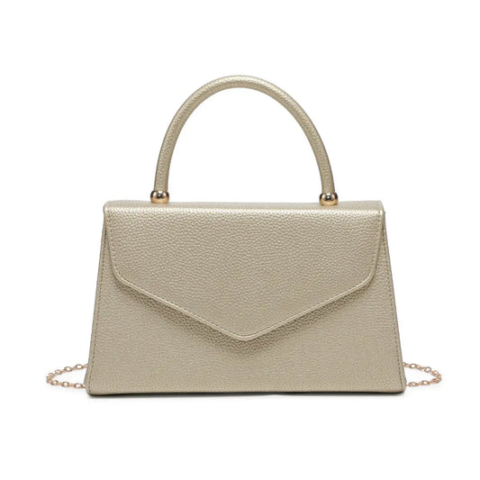 ROXY - gold pu clutch bag - with crossbody chain