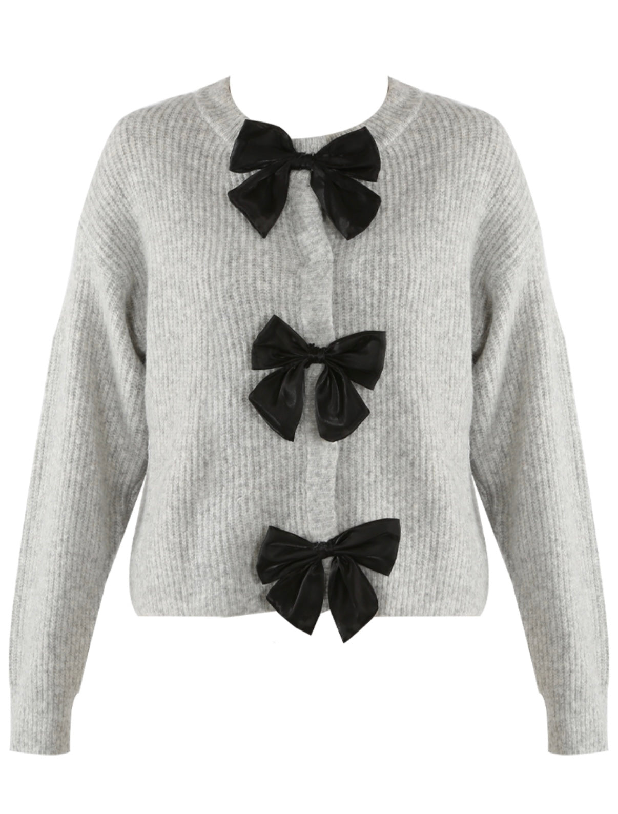 BEAU - soft grey bow cardigan