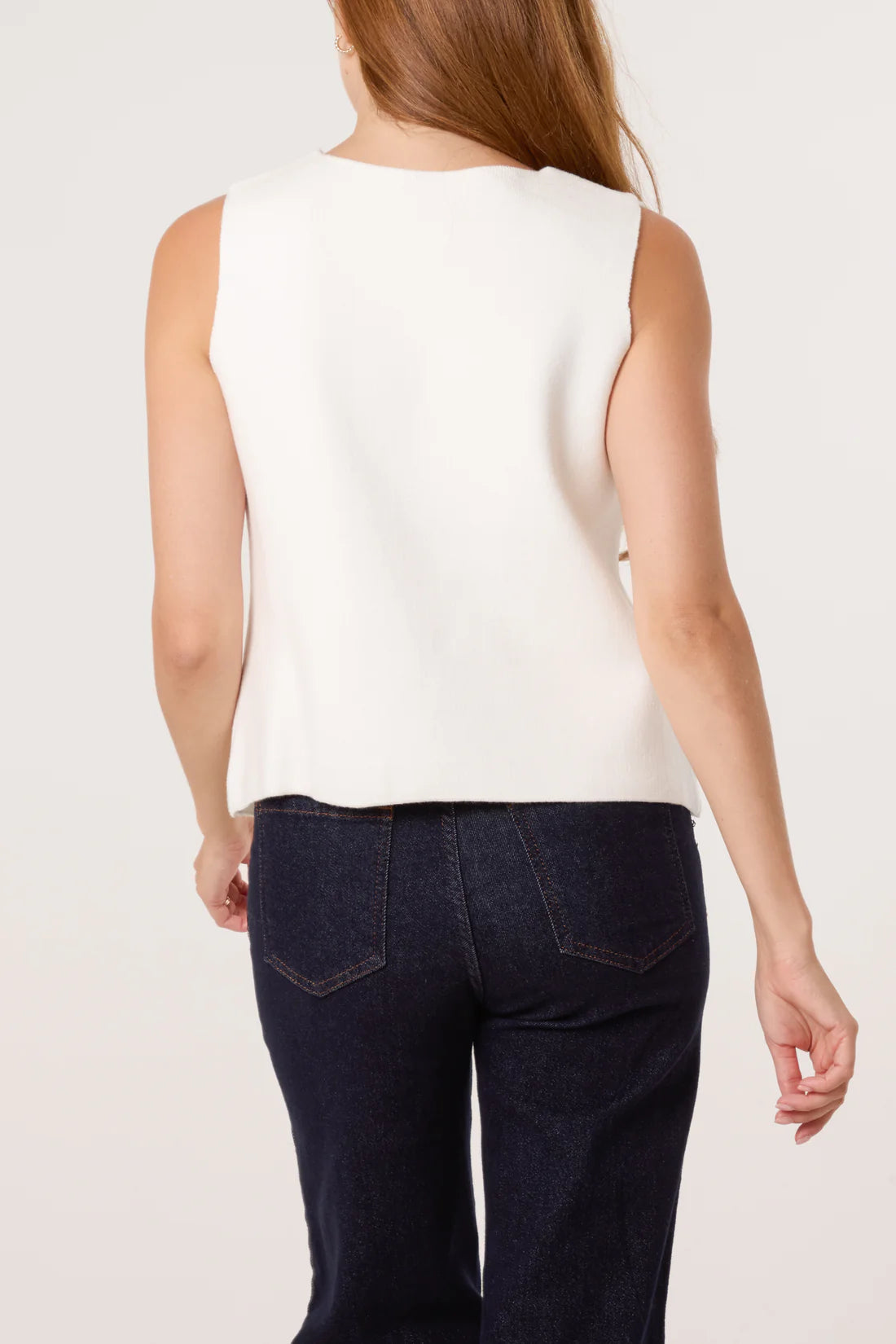 Fine knit ivory gold waistcoat