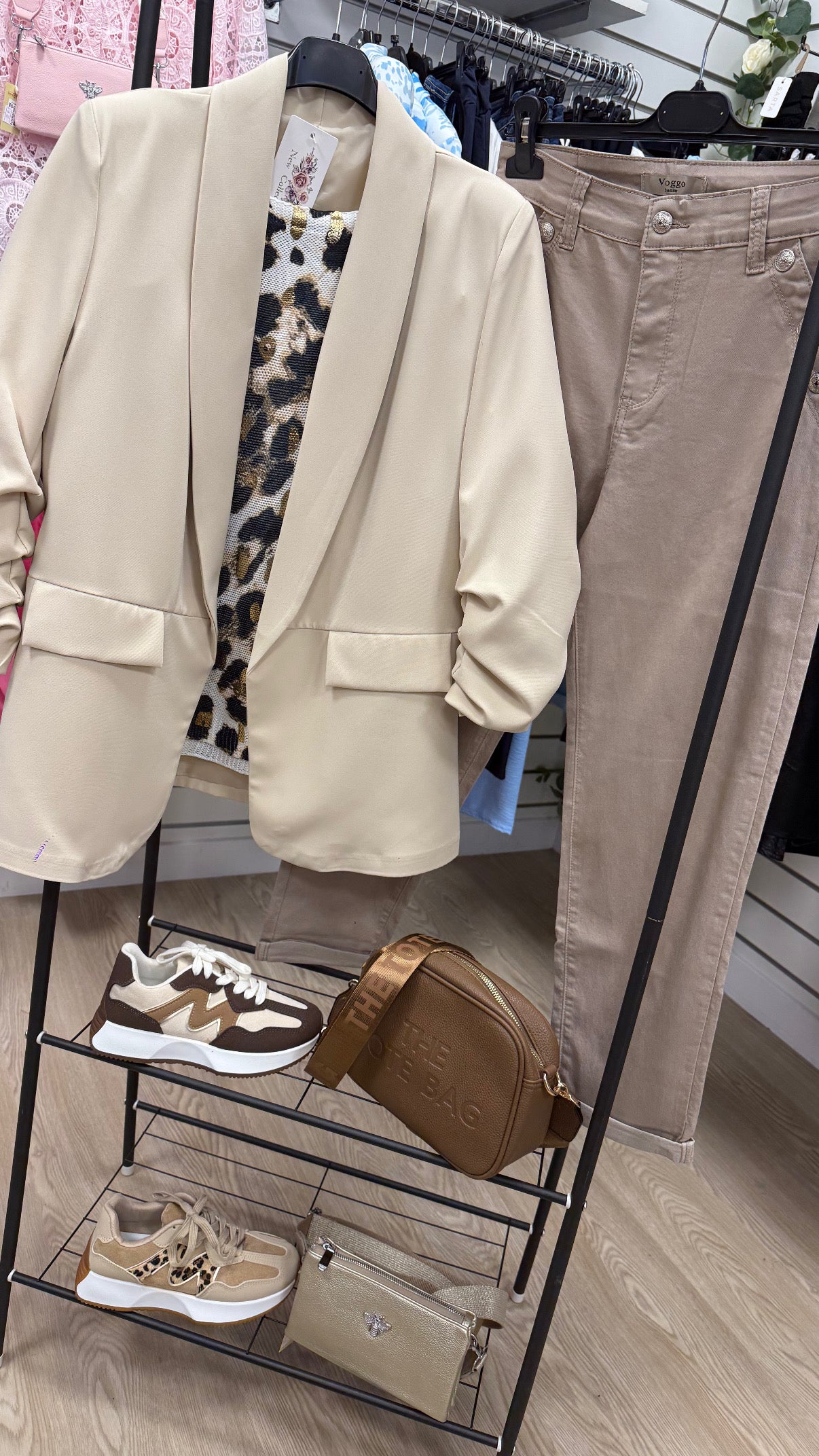 BELLE 3/4 sleeve blazer - beige