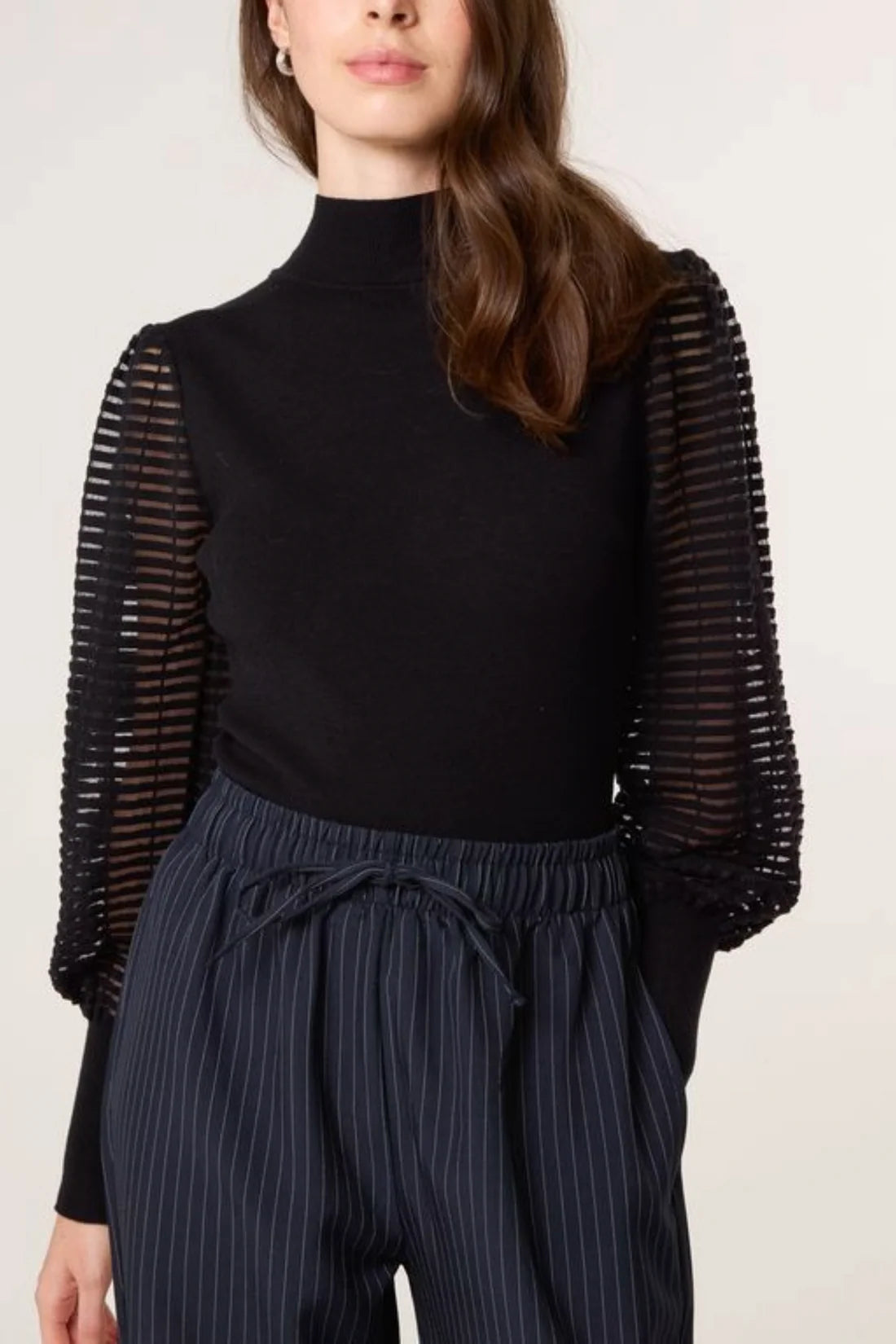 QED LDN black fine knit polo top