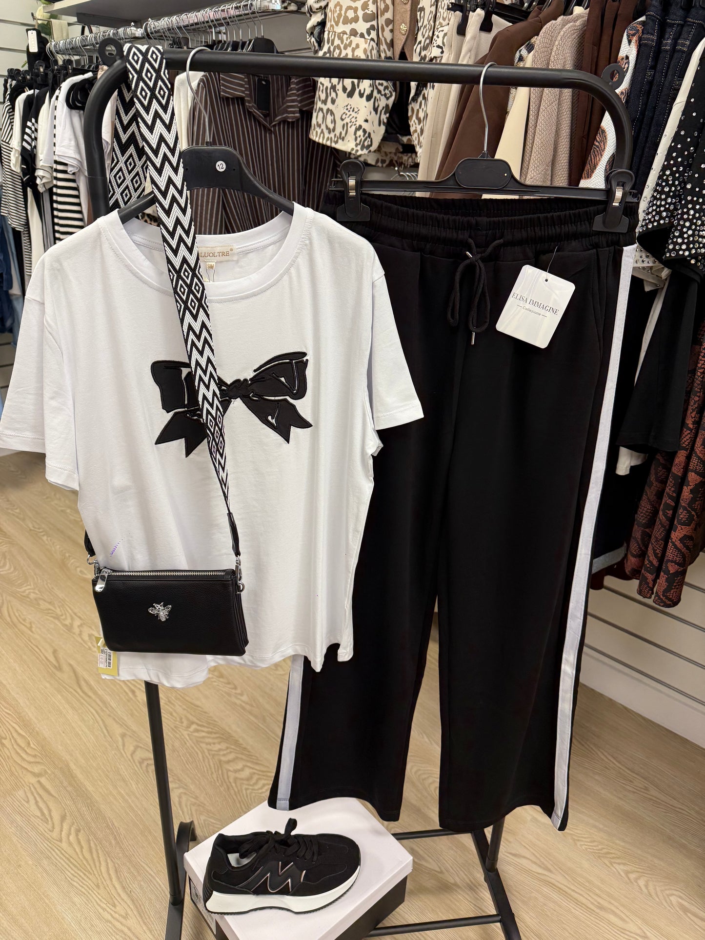 BEAU bow print tshirt - white/black