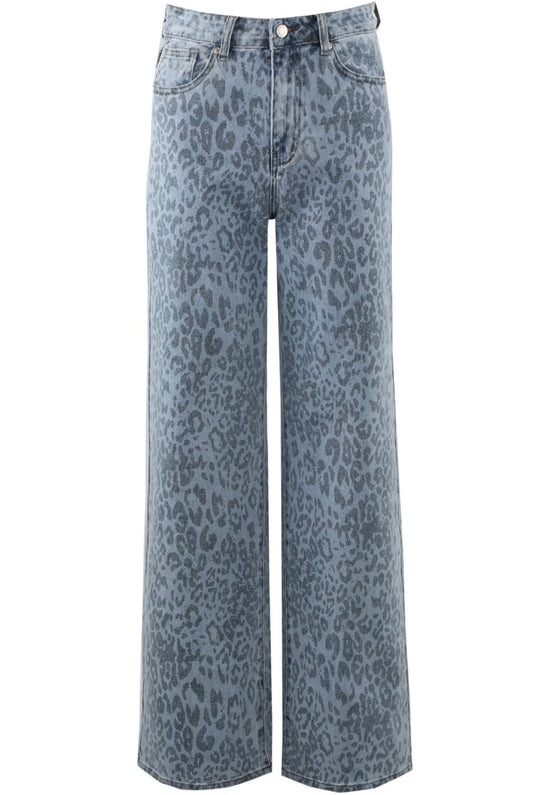 LAILA leopard print wide leg Jeans