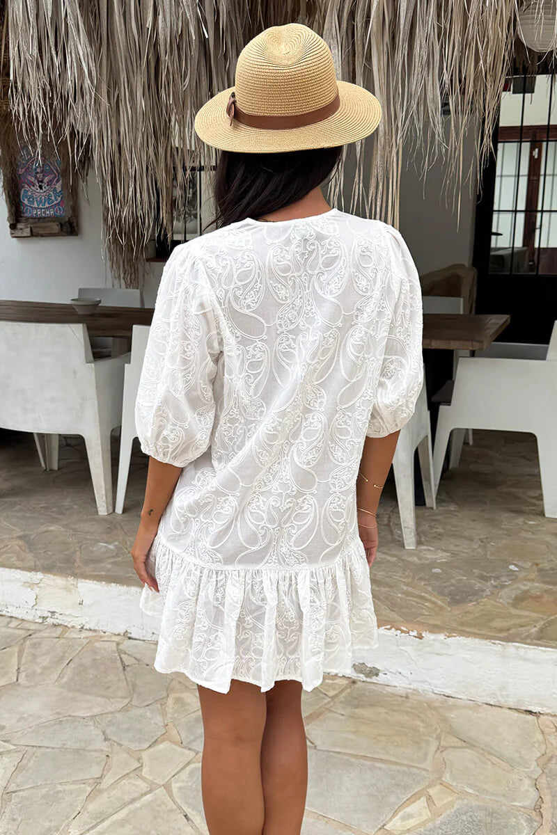 AX white embroidered shift Dress