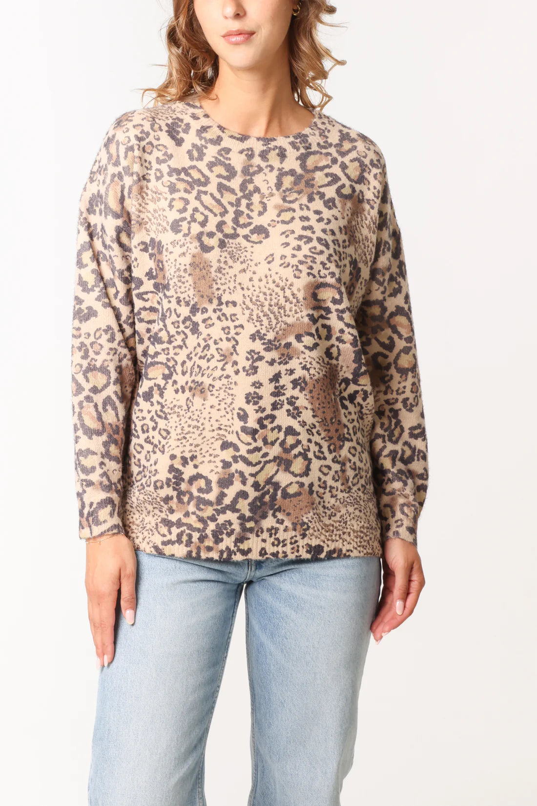 Chilli Charm soft knit stretch leopard print jumper