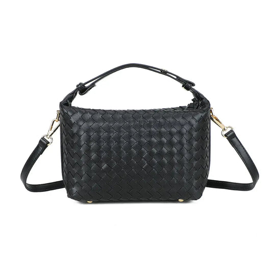 IZZY waffle fold bag - with crossbody strap - black
