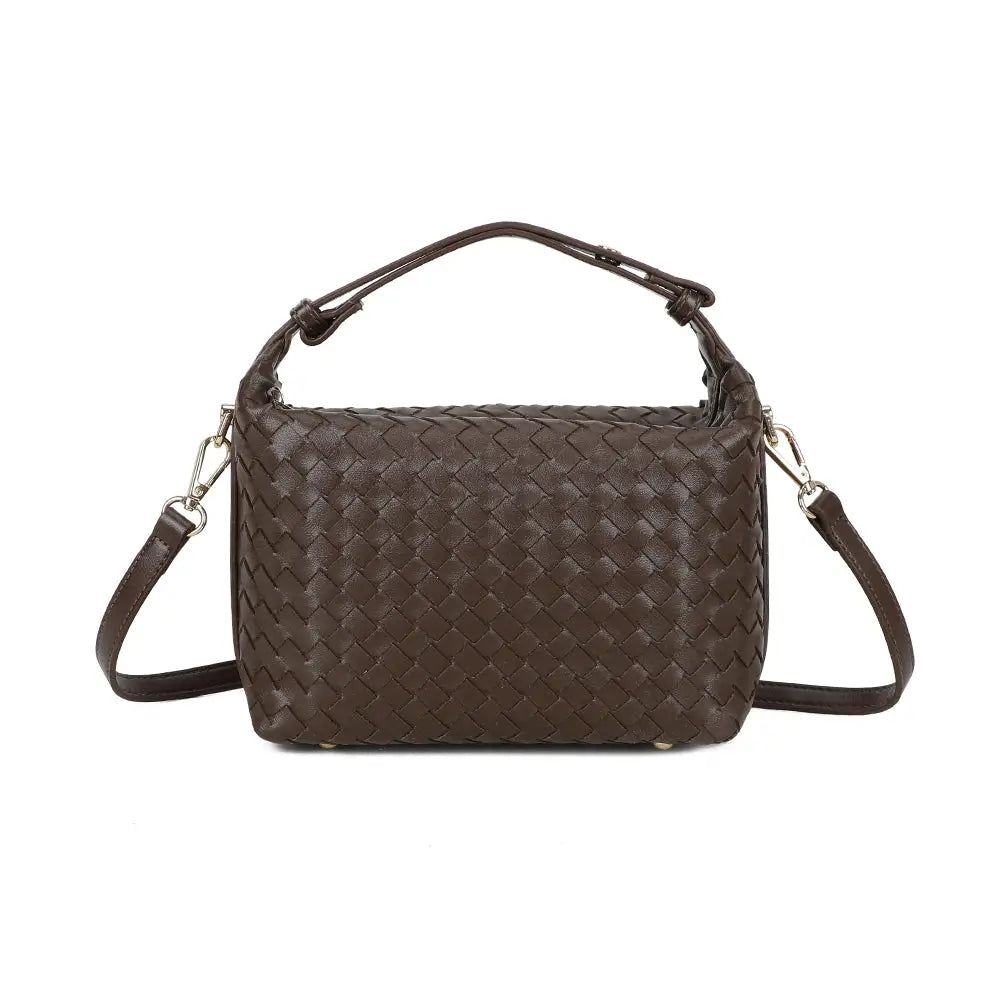IZZY waffle fold bag - with crossbody strap - brown