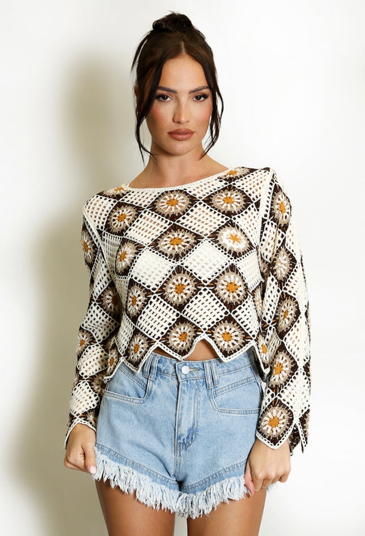 DAVINA crochet print Top