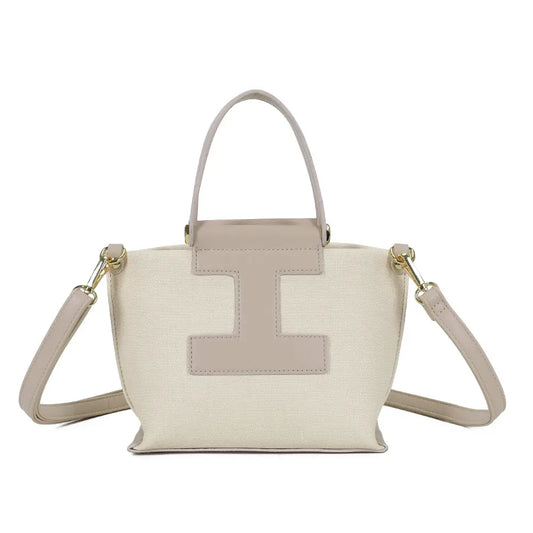 MIRENA nude canvas bag - with crossbody strap