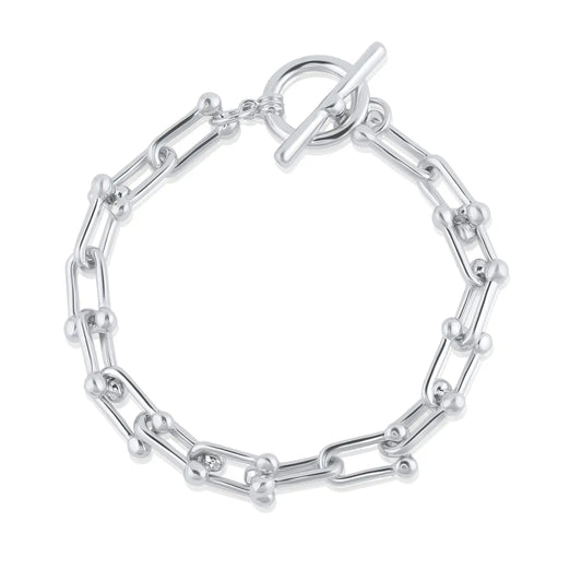 Silver chunky lock chain bracelet