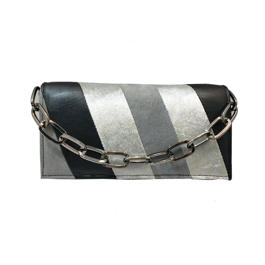 Chain clutch bag - black/silver
