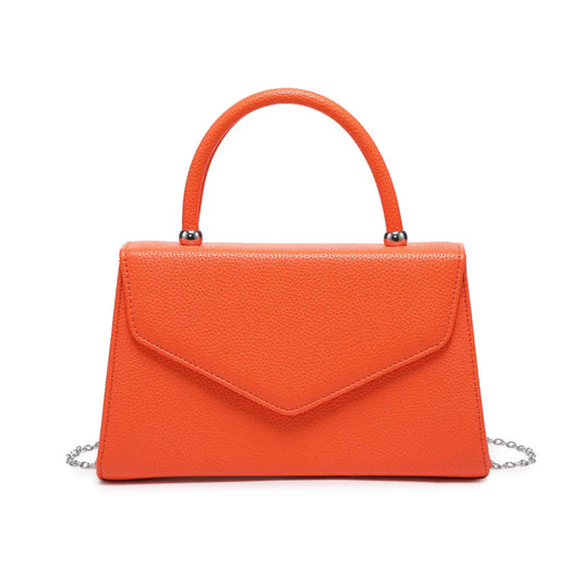 ROXY - orange clutch bag - with chain strap