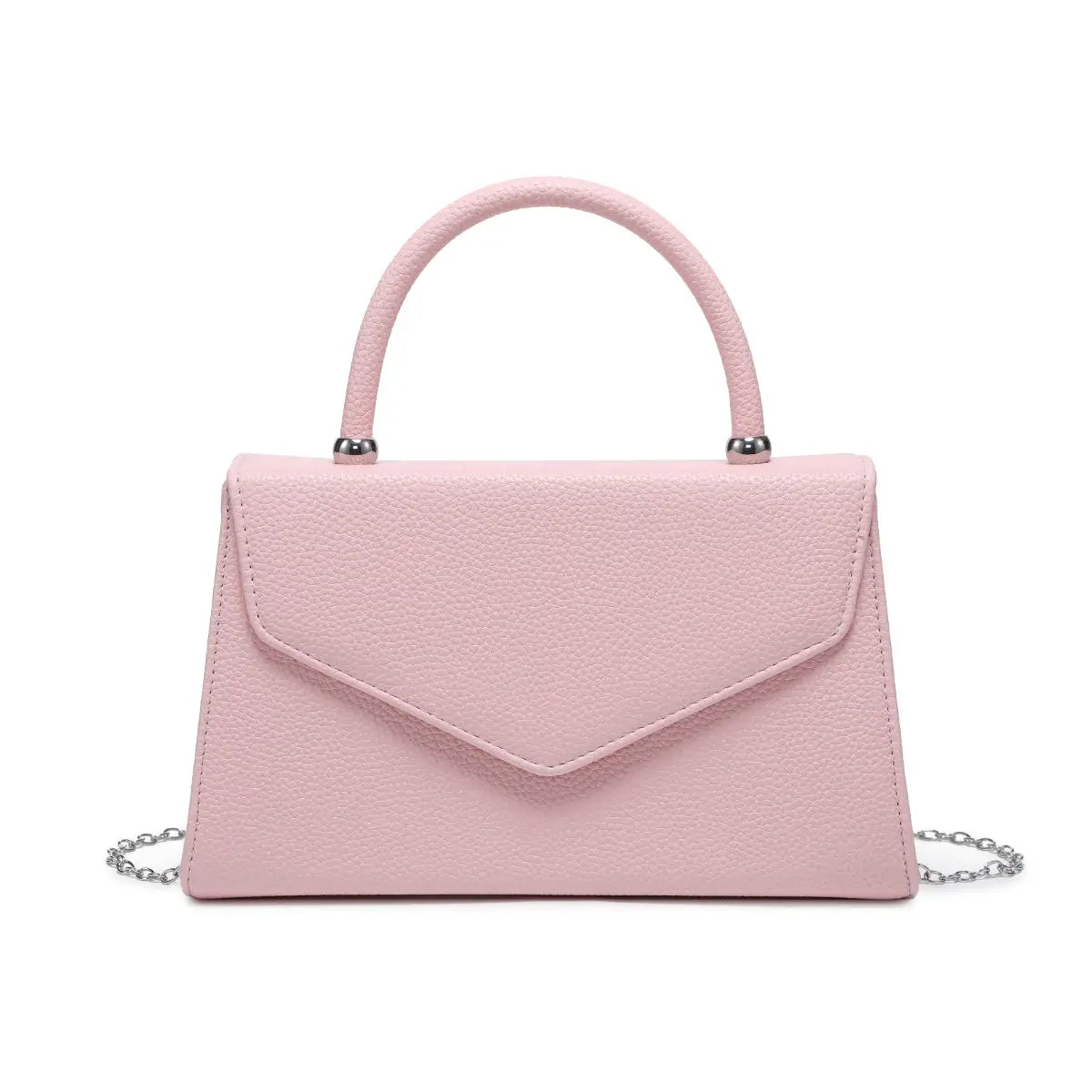 ROXY - soft pink pu clutch bag - with crossbody chain