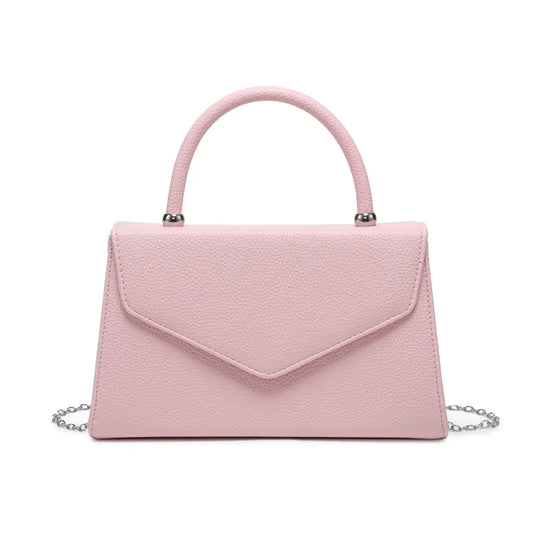 ROXY - soft pink pu clutch bag - with crossbody chain