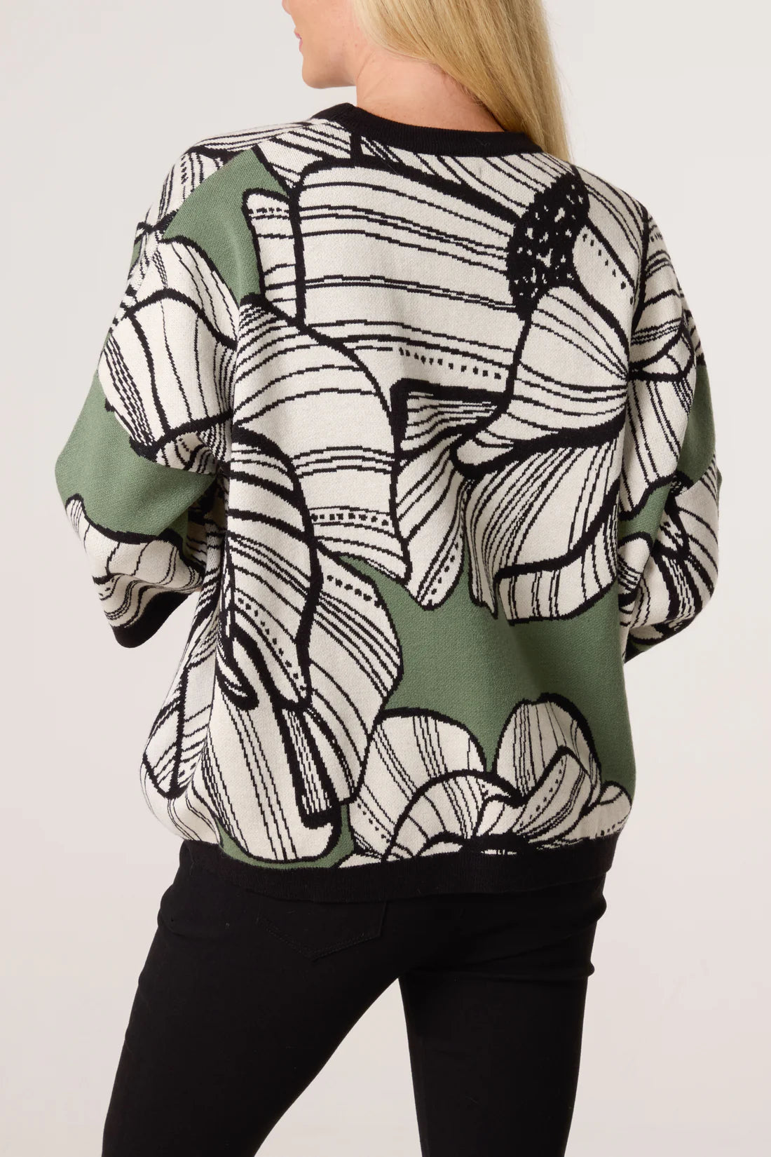 Chilli charm khaki floral print jumper - One Size